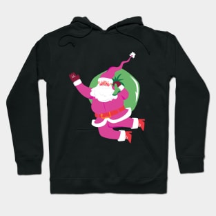 Vintage Pink Santa Claus Pink Christmas Design Hoodie